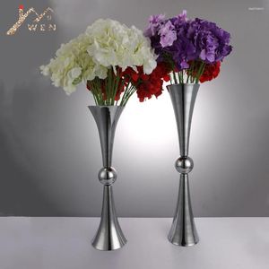 Vasi Silver Flower Vase Trumpetta Tromba Tavolo da matrimonio Centrotavola Event Road Lead 2 Taglia 10 PCS/ Lotto