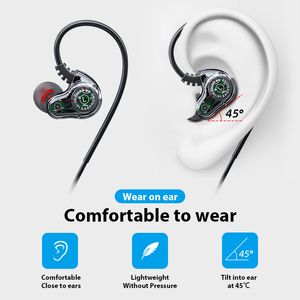 Orijinal Dört Çekirdekli Kulaklık 9D Surround Bass 3.5mm Kulak içi kulaklık gürültüsü HD MIC KZ ile Çift Dinamik Kulaklıklar