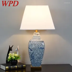 Table Lamps WPD Contemporary Blue CeramicTable Lamp Luxury Creativity Living Room Bedroom Study El Engineering Desk Light