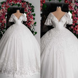 Abiti da spalla vintage arabo abiti da sposa abiti da sposa a maniche corte applicate per cerimonia di nozze plus size vestido de nolia