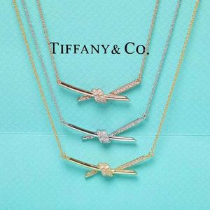 Designer's New Brand Sterling Silver T Knot Necklace for Women 18K Rose Gold Valley Ailing Same Collar Chain