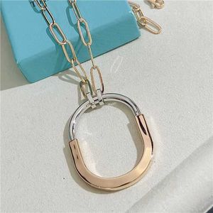 Designer's S925 Sterling Silver Necklace Brand Lock Rose Gold Platinum Splice with Diamonds Color Separation Electroplated Advanced Sense