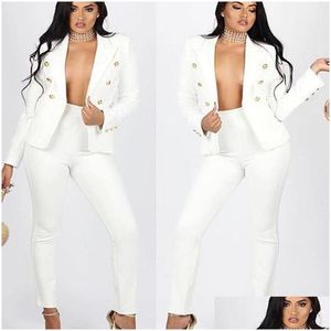 Womens Two Piece Pants Navy 2 Set Women Formal Pant Suits For S Ladies Blazer Custom Made Bespoke 2021 Drop Delivery Apparel Clothing Dhu7Q