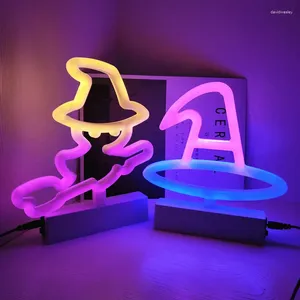Lampy stołowe LED Light Witch Candy w kształcie Halloween Znak plastikowy USB lub bateria świąteczna impreza