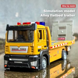 Dascast Model Cars Alloy Truck Modell 1/32 Die-Casting-Flachbett-Anhänger Trucsk mit Schall und leichter beweglicher technischer Fahrzeugtraktorspielzeug S5452700