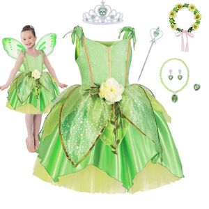 Little Dingdang Kleid Baby Girl Bild Prinzessin Kleidung Geburtstag Weihnachtsgeschenk Rollen Rollenspiele Party Dressing Green Frosch 240520