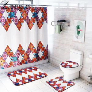 Badmattor geometrisk matta toalett polyester vattentät duschdraperi täcker badrumsmatta och set
