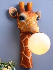 Wall Lamps Cartoon Giraffe Lamp European Style Modern Background Creative Decoration Home Living Room