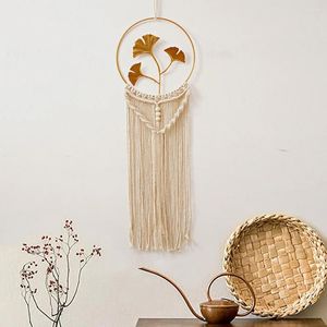 Tapestries Boho Wall Hangings Hand Woven Dream Catcher Nordic Home Decoration Macrame Room Decor Leaf Tassel Background Pendant