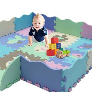 Play Mats EVA Foam Play Mat with Fence Baby Puzzle Jigs Floor Mats Thick Carpet Pad For Kids Educational Toys Activity Pad Random Color OMRR