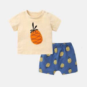 Tute a manica corta per bambini maglietta stampata di frutta +pantaloncini estivi abbigliamento carino 2 pezzi sottili top sciolti cortometraggi per ragazzi set da bambino