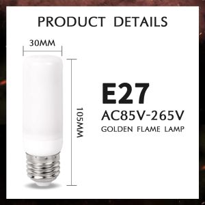 10PCS E27 LED FLAME電池AC85V-265V 5WファイヤーランプコーンバルブフリッカリングLEDライトダイナミックフレーム効果