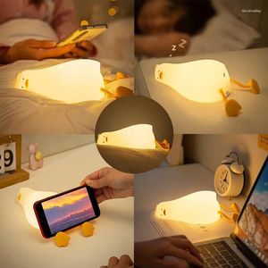 Tischlampen Duck Nightlights LED Nachtlicht wiederaufladbare Cartoon Silikonlampe Klopfen Schalter Kinder Kinder Schlafzimmer Dekoration Geburtstagsgeschenk