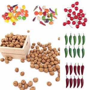 Kitchens Play Food 10 pieces/batch of kitchen toys foam mini simulation artificial fruits and vegetables children pretend to play with toys sold well d240525