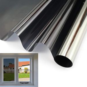 Window Stickers 2M Decor Solar Tint Film One Way Mirror Vision Wrap Clear Reflective Glass Sticker Decals(Black-Silver)UV Rejection