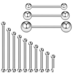 Pierścienie językowe 2PCS STALICE STAL SPRZEDAWKI 14G/16G Przemysłowe sztangi sutek batoniczny Uszy Uszy Kolki do wargi Kolczyki Jewelry 18 mm DHLG5