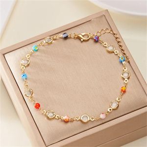 Anklets Summer Handmade Colorful Resin Beads Crystal Beach For Women Bohemia Colored Printing Ankle Bracelet Party Jewelry