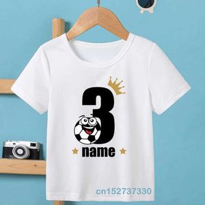 T-Shirts Childrens T-Shirt Personalisierte Fußballnummer Name Crown Boys T-Shirt Baby Fußballkleidung Geburtstagsfeier Geschenk Kinder T-Shirt D240525