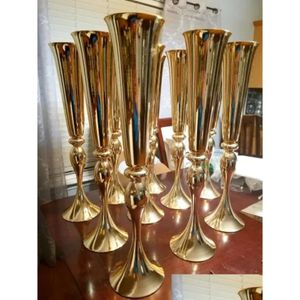 パーティーデコレーション56cm/100cm高さのゴールドメンタルロードリードウェディング花瓶テーブルセンターピースイベントフラワーラックホームドロップ配達ga dhrcz