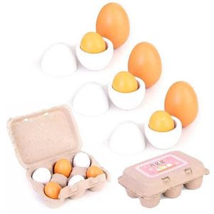 Kitchens Play Food 6 wooden artificial egg toys for home novels toys kitchen Easter games simulated cooking childrens food set d240525