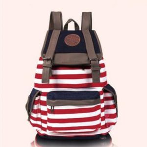 S5Q Women's Hasp Striped Bookbag Accessories Travel Rucksack Women Chirstmas School Bag Satchel Canvas ryggsäck AAACV 249P