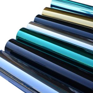 Оконные наклейки Серебряная зеркальная пленка Изоляция Солнечная оттенок УФ -отражающий односторонний уединение для стеклянного зеленого синего черного 35 см на 150 см.
