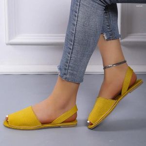 Sıradan Ayakkabı Yaz Sandalet Kadın Düzleri Kadın Peep Toe On Boş zamanlarda Katı Dikiş Ayakkabı Artı Boyutu 43