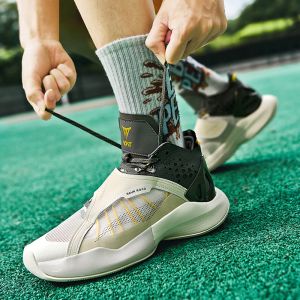Erkek basketbol ayakkabıları yüksek en iyi botlar yastıklama aşınma dirençli spor ayakkabıları erkek spor salonu antrenmanı atletik basketbol spor ayakkabıları