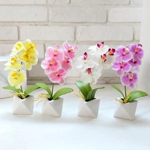Dekoratif çiçekler ipek kelebek orkide seramik bonsai yapay yapraklar vazo seti ev dekor düğün dekorasyon saksı bitkileri