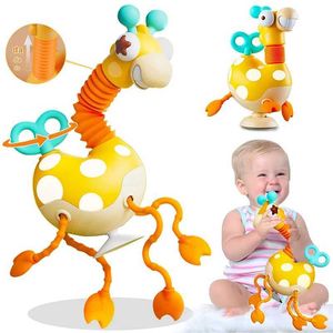 Wind-up Toys Montessori baby sensor toy silicone drawstring activity giraffe toy twisted clock neck travel toy childrens gift S2452444