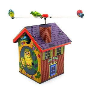 Toys Wind-Up Série Adulta Série Retro Toy Toy Metal Tin Roting Bird Clock Bird House Relógio Modelo de Toy Digital Retro Toy Retro S2452455