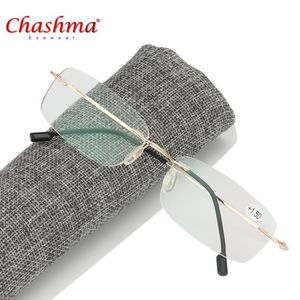 Super Light Dobing Memória flexível Titanium Rimless Reading Glasses Oculos de Grau1 0 1 5 2 0 2 5 3 0 3 5 Óculos de sol 274i