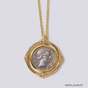 Naszyjniki wiszące biżuteria stała rzeźbiona starożytna rzymska moneta naszyjnik poszycie Gold Boutique prezent hurtowy
