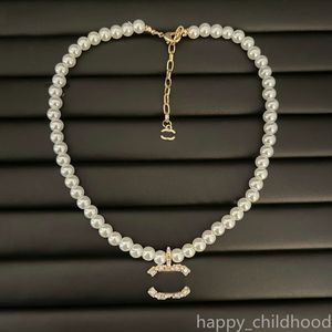 Diamond Designer Letter Pearl Women Women Choker Brand Necklace Gold Jewelry Birthday Regalo di compleanno