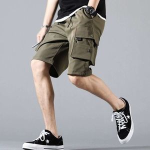 Summer Casual Męski mody luźne spodnie solidny kolor multi-pockets Streetwear Hip Hop Wojskowe szorty taktyczne