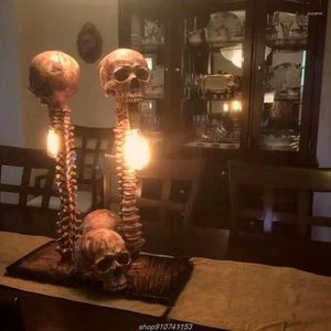 Lampade da tavolo Halloween Horror Light Statue fatte fatte a mano 3D Lampada a led Desta di arredamento Resina AG12 22 Dropship