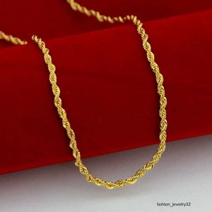 Twisted Chain Solid Yellow Gold Filled Rope Chain for Women Män 18 tum