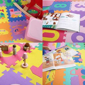 Spiele Mats Baby Play Mat 30cmx30cm Buchstaben Mats lernen Spielzeug Kinder Eva Foam Puzzle Teppich ineinandergreifende Bodenfliesen Nummern Aktivitätsspiel Feie