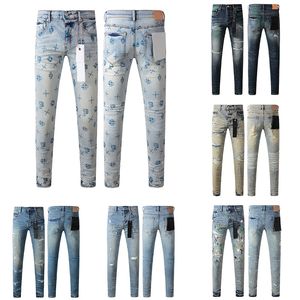 Casual Men's Pants Printed Jeans Men trousers wholesale jeans men Punk Style Jeans Hip Hop Pants Slim Fit straight mid hole spandex daily outfit Trousers