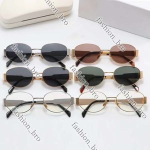 مصمم فاخر Cel Triomphes Sunglases for Woman Man Oval Beach Street Photo Small Sunnies Metal Flam