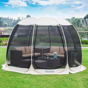 Tält och skyddsrum camping tält utomhus canopy up sun skugga hexagon skydd mesh väggar inte vattentät 10'x10 '