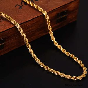 18 k Fine Solid G/F Gold Necklace 31inch Hip hop Rock Twist Rope Clasp Chain Fashion jewelry lengthening Men Women