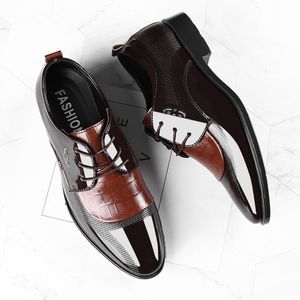 Classic mens patent leather shoes men dress shoes lace up Pointed toe wedding Business For Boys Party Boots 38-48