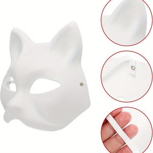 Beyaz Kedi Maskeleri - Boyanabilir DIY Maskeleri ile Yaratıcılığı serbest bırak, eğlenceli partiler için sevimli hayvan kostümleri, yarı yüz maskeli balo rolü, zanaat projeleri için mükemmel