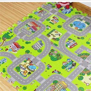 Jogar tapetes 9pcs/set Kids Carpet PlayMat City Life Life Childrens Toys Educacional Sistema de tráfego rodoviário Baby Play Play