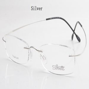 Lyxmärke silhuett titan rimless optiska glasögon ramar ingen skruvrecept glasögon med bax gratis frakt 224o