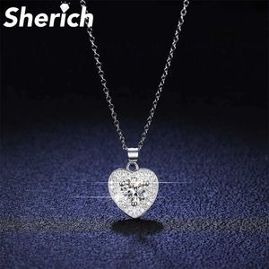 Pendant Necklaces Tbestone Heart shaped 1ct Mosilicon S925 Sterling Silver Sparkling Charming Pendant Necklace Womens Brand Jewelry S2452599 S2452466