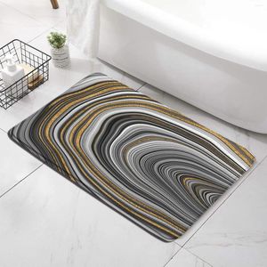 Badmatten abstrakte Marmor kreativ gold grau schwarze linie ripple geometrische Türteppich Home Küche Badezimmer Dekor Nicht-Schlupf-Teppich