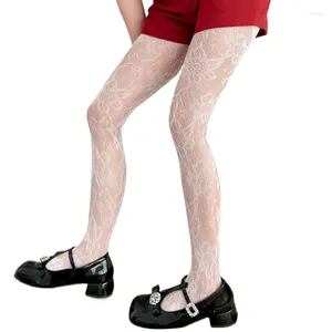 Donne calzini estetici Modello floreale vintage Spazzati di pesce calze Lady sexy svuotata in pizzo in pizzo colorato leggings collant