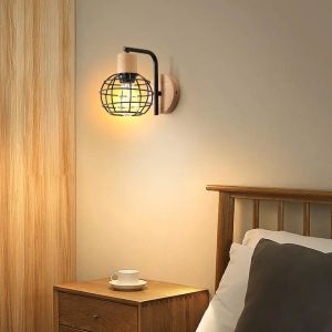 Vintage Duvar Işığı E27 Modern Endüstriyel Duvar Aydınlatma Rustik Tel Metal Kafes Sconce Retro Duvar Lambası Gölge Başucu Işık Fikstürü